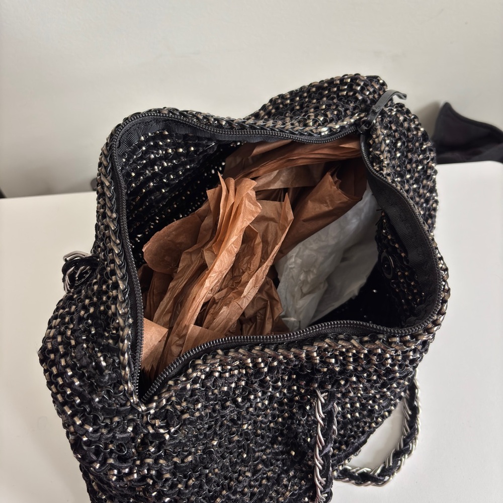 Woven Straw Tote Bag in Black - Picture 2 of 5